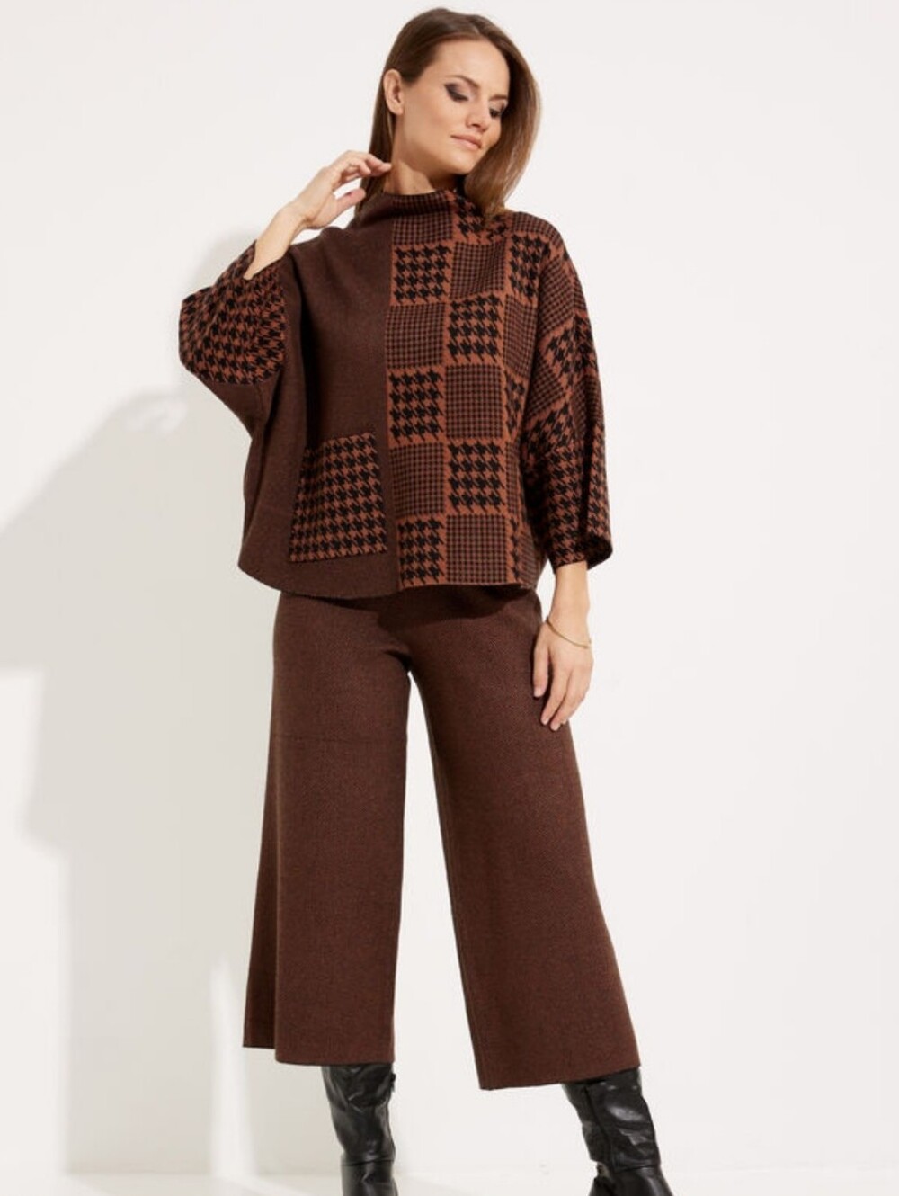 Joseph Ribkoff Houndstooth & Patchwork pullover sweater NEW with tags XL